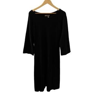 Vintage Pierre Ancel Cashmere Bell Sleeve Black Dress - Size 6